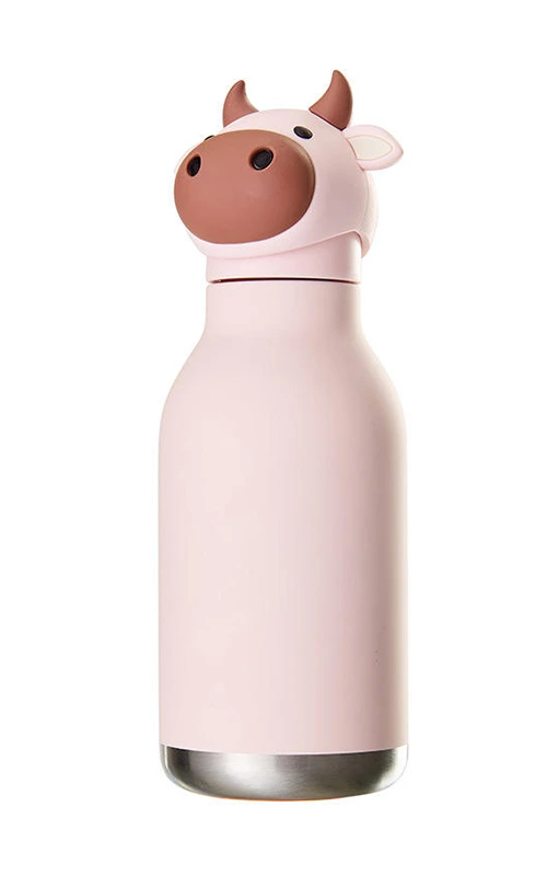 animal lid double wall insulated stainless steel vacuum kids water bottle